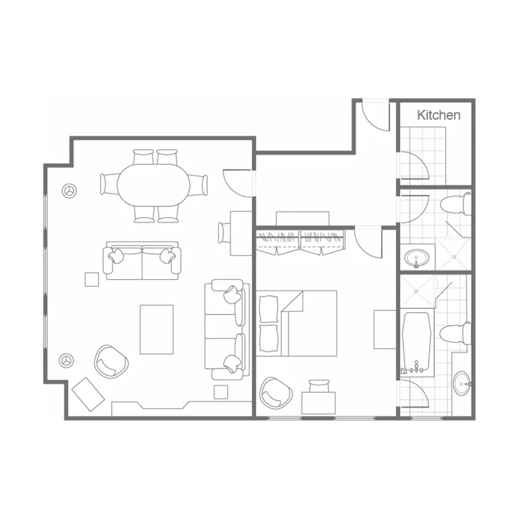 One-Bedroom Deluxe Floor Plan