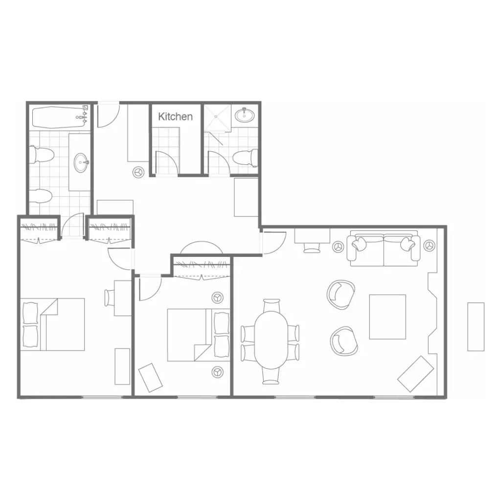 Two-Bedroom Deluxe Floor Plan